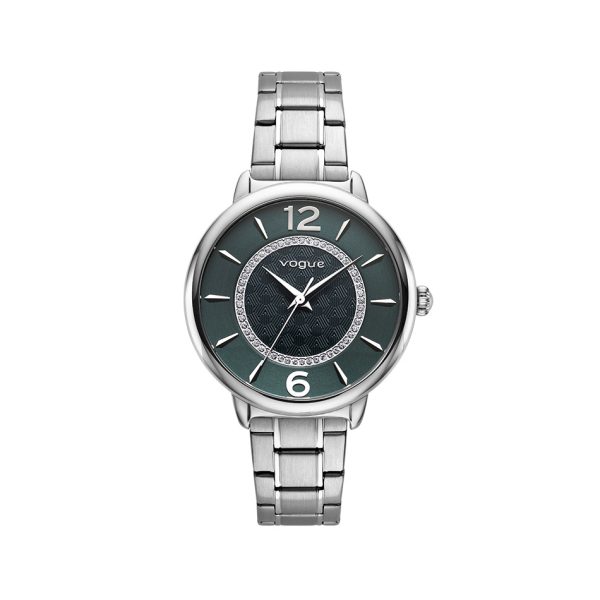 Γυναικείο ρολόι Vogue Lusy 2020612481 με λευκό μπρασελέ και σμαραγδί καντράν
