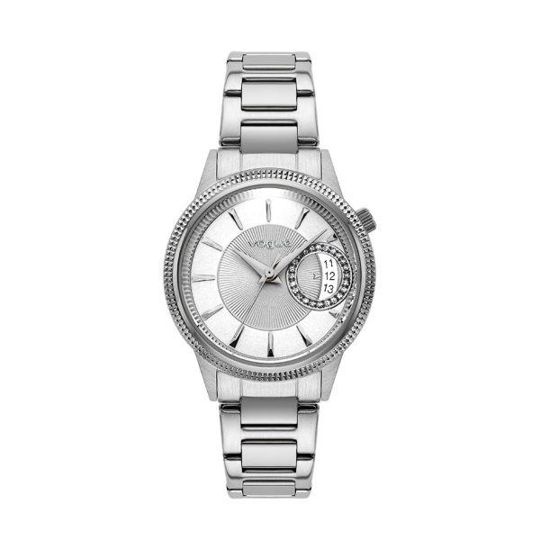 Γυναικείο ρολόι Vogue Marseille 2020613182 με λευκό μπρασελέ και ασημί καντράν με ζιργκόν