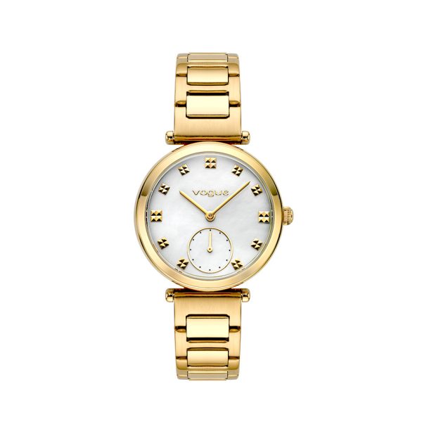 Γυναικείο ρολόι Vogue Alice 2020613341 με χρυσό μπρασελέ και λευκό καντράν από φίλντισι