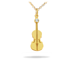 Χρυσό κολιέ Κ14 με βιολί και διαμάντι - μπριγιάν (brilliant cut)
