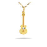 Χρυσό κολιέ Κ14 με κιθάρα και διαμάντι - μπριγιάν (brilliant cut)