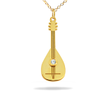 Χρυσό κολιέ Κ14 με λαούτο και διαμάντι - μπριγιάν (brilliant cut)