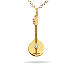 Χρυσό κολιέ Κ14 με μπουζούκι και διαμάντι - μπριγιάν (brilliant cut)