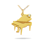 Χρυσό κολιέ Κ14 με πιάνο και διαμάντι - μπριγιάν (brilliant cut)