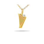 Χρυσό κολιέ Κ14 με άρπα και διαμάντι - μπριγιάν (brilliant cut)