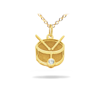 Χρυσό κολιέ Κ14 με τύμπανο και διαμάντι - μπριγιάν (brilliant cut)