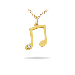 Χρυσό κολιέ Κ14 με νότες και διαμάντι - μπριγιάν (brilliant cut)