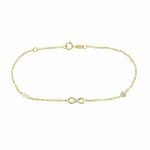 Χρυσό βραχιόλι Κ9 με σχέδιο άπειρο με ζιργκόν πέτρες και μαργαριταράκια