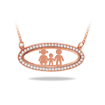 Ασημένιο 925 κολιέ οικογένεια σε κορνίζα με ζιργκόν