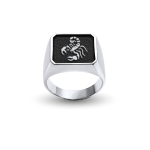 ring sevalie rectangle symbol engraved zodiac