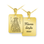 Χρυσό κολιέ Κ14 φυλαχτό Αγίων (Αγία Ελένη) σε παραλληλόγραμμη πλακέτα