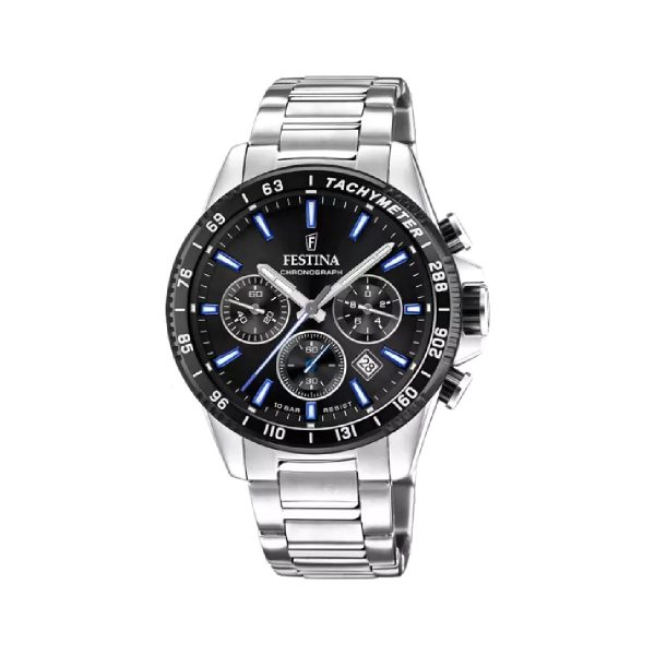 Ρολόι χρονογράφος Festina F20560/5 από ανοξείδωτο ατσάλι με μαύρο καντράν και μαύρη στεφάνη