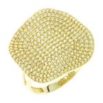 Χρυσό φαρδύ δαχτυλίδι Κ14 με ζιργκόν πέτρες