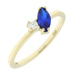 Δαχτυλίδι Κ14 με μία μπλε και μία λευκή ζιργκόν πέτρα