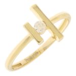 Χρυσό δαχτυλίδι Κ14 με λευκό ζιργκόν και μοντέρνο σχέδιο