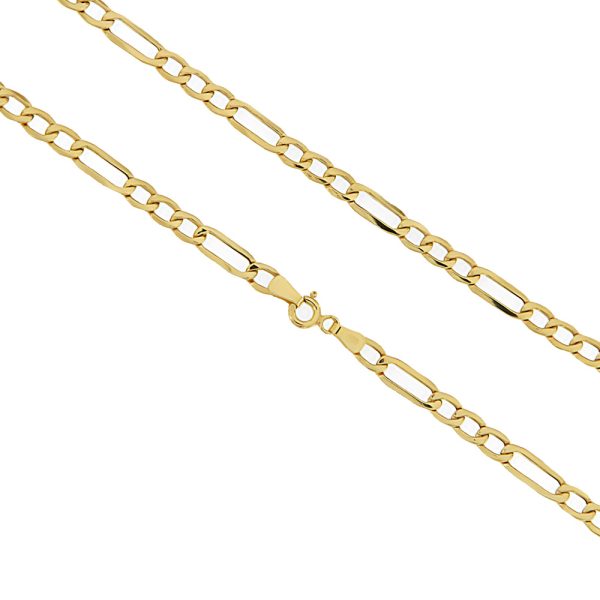 Χρυσή αλυσίδα λαιμού Κ14 με τρεις στρογγυλούς κι έναν οβάλ κρίκο