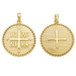 Διπλής όψης Κωνσταντινάτο κρεμαστό από χρυσό 14Κ στρογγυλό