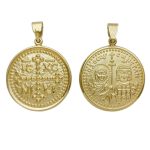 Διπλής όψης Κωνσταντινάτο κρεμαστό από χρυσό 14Κ στρογγυλό