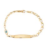 Παιδική ταυτότητα από χρυσό Κ14 φαρδιά, διακοσμημένη με ματάκι