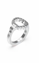 GUESS STEEL CIRCLE LIGHTS JUBR03165JWRH-No.54 Ασημένιο Δαχτυλίδι Με Πέτρες