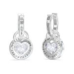 GUESS STEEL ROLLING HEARTS JUBE03351JWRHT/U Σκουλαρίκια Ασημένια Με Πέτρα
