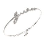 GUESS STEEL SAY MY NAME JUBB03311JWRHL Βραχιόλι Χειροπέδα Ασημένια Με Λογότυπο