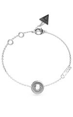 GUESS STEEL UNIQUE SOLITAIRE JUBB03399JWRHL Ασημένιο Βραχιόλι Με Σχέδιο Και Λογότυπο