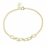 Χρυσό βραχιόλι Κ14 με διπλή αλυσίδα και σχέδιο με κρίκους