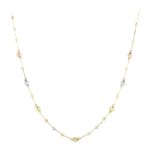 Χρυσό κολιέ Κ14 διακοσμημένο με διαμανταρισμένες μπίλιες στα 3 χρώματα του χρυσού