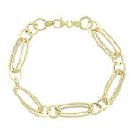Χρυσό βραχιόλι Κ14 με διπλούς οβάλ και στρογγυλούς κρίκους