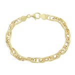 Χρυσό βραχιόλι Κ14 με τριπλούς οβάλ κρίκους