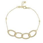 Δίχρωμο βραχιόλι Κ14 με οβάλ κρίκους και διαμανταρισμένες μπίλιες