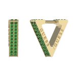 GUESS STEEL CRAZY EARRINGS JUBE03306JWYGEMT/U Σκουλαρίκια Χρυσά Τρίγωνα Με Πράσινες Πέτρες