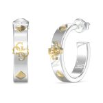 GUESS STEEL 4G FOREVER JUBE03290JWRHYGT/U Κρίκοι Ασημένιοι Με Χρυσές Πέτρες