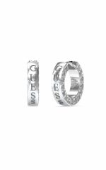 GUESS JEWEL WOMAN WHITE POUCHGUESS JEWEL WOMAN WHITE POUCH GUESS STEEL CIRCLE LIGHTS JUBE03160JWRHT/U Ασημένιοι Κρίκοι Με Πέτρες & Λογότυπο