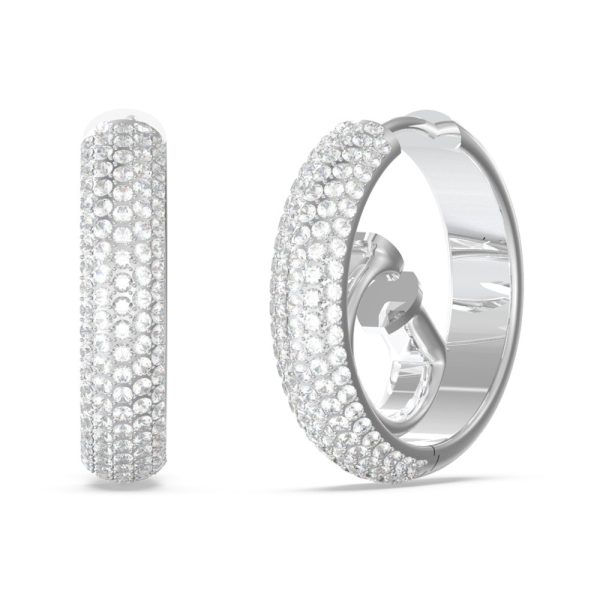 GUESS STEEL CRAZY EARRINGS JUBE03299JWRHT/U Κρίκοι Ασημένιοι Με Πέτρες Και Σχέδιο