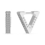GUESS STEEL CRAZY EARRINGS JUBE03306JWRHT/U Σκουλαρίκια Ασημένια Τρίγωνα Με Πέτρες