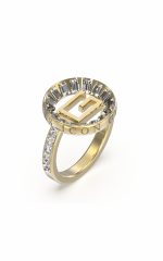 GUESS STEEL GUESS ICON JUBR03013JWYG-No.54 Χρυσό Δαχτυλίδι Με Λογότυπο & Πέτρες