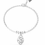 GUESS STEEL HEART CAGE JUBB03100JWRHL Ασημένιο Βραχιόλι Με Καρδιά