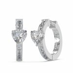 GUESS STEEL HUGGIE ME JUBE03144JWRHT/U Ασημένιοι Κρίκοι Με Καρδιά Ζιργκόν