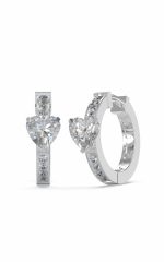 GUESS STEEL HUGGIE ME JUBE03144JWRHT/U Ασημένιοι Κρίκοι Με Καρδιά Ζιργκόν