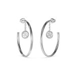 GUESS STEEL LIFE IN 4G JUBE02133JWRHT/U Ασημένια Σκουλαρίκια Κρίκοι Με Λογότυπο