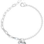 GUESS STEEL ROLLING HEARTS JUBB03353JWRHL Ασημένιο Βραχιόλι Με Πέτρα Σε Σχήμα Καρδιάς