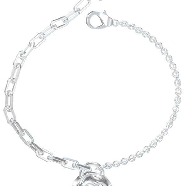 GUESS STEEL ROLLING HEARTS JUBB03353JWRHL Ασημένιο Βραχιόλι Με Πέτρα Σε Σχήμα Καρδιάς