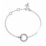GUESS STEEL CIRCLE LIGHTS JUBB03162JWRHL Ασημένιο Βραχιόλι Με Πέτρες & Λογότυπο