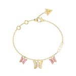 GUESS STEEL CHRYSALIS JUBB04102JWYGLPL Χρυσό Βραχιόλι Με Πεταλούδες