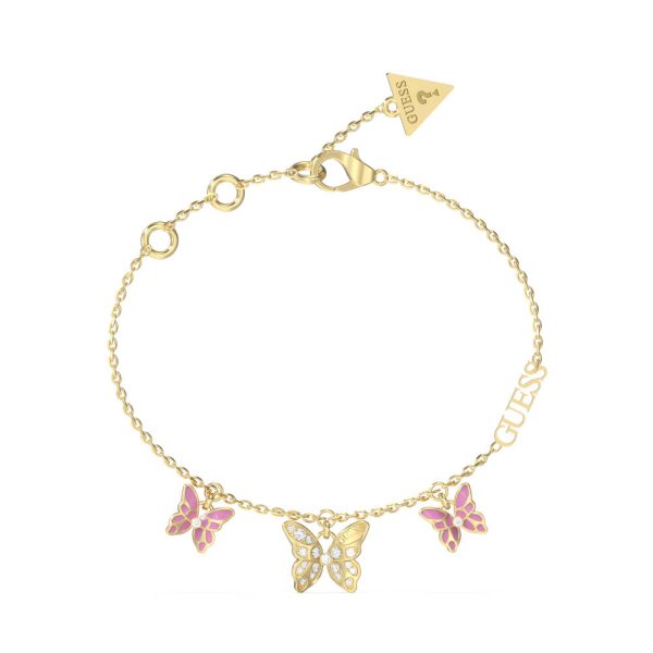 GUESS STEEL CHRYSALIS JUBB04102JWYGLPL Χρυσό Βραχιόλι Με Πεταλούδες