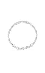 GUESS STEEL ARM PARTY JUBB04218JWRHT/U Ασημένιο Βραχιόλι Με Λογότυπο & Λευκές Πέτρες