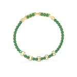 GUESS STEEL ARM PARTY JUBB04218JWYGGNT/U Χρυσό Βραχιόλι Με Λογότυπο & Πράσινες Πέτρες