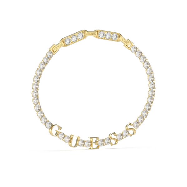 GUESS STEEL ARM PARTY JUBB04218JWYGT/U Χρυσό Βραχιόλι Με Λογότυπο & Πέτρες